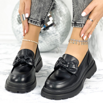 Pantofi Casual Dama Negri din Piele Ecologica Popy