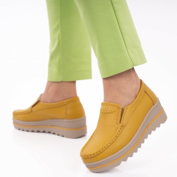 Pantofi Piele Naturala Adriana3 Yellow