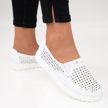 Pantofi Piele Naturala Corina White