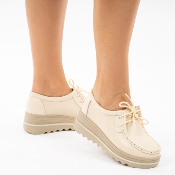 Pantofi Piele Naturala Leira Beige