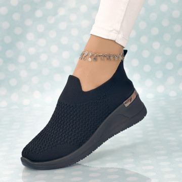 Pantofi Sport Dama cu Platforma Negri din Textil Index