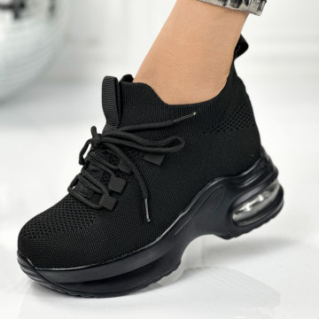 Pantofi Sport Dama cu platforma Negri din Textil Mischa