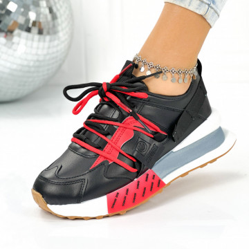 Pantofi Sport Dama Negri din Piele Ecologica Delhi
