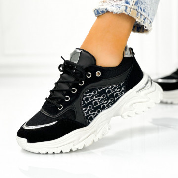 Pantofi Sport Dama Negri din Piele Ecologica Pamplona
