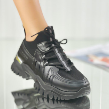 Pantofi Sport Dama Negri din Piele Ecologica Suksa