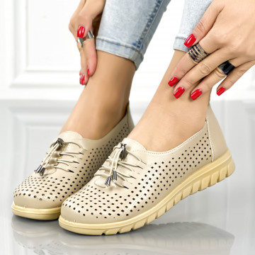 Pantofi Casual Dama Bej din Piele Ecologica Ralyn
