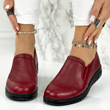 Pantofi Casual Dama Bordo din Piele Ecologica Nysta