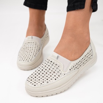 Pantofi Piele Naturala Corina Beige