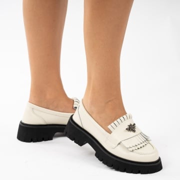 Pantofi Piele Naturala Navas Beige