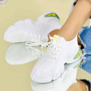 Pantofi Sport Dama Albi din Material Textil Taisa