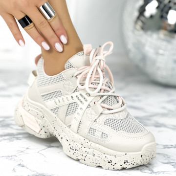 Pantofi Sport Dama Bej din Piele Ecologica Opro
