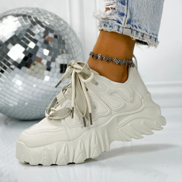 Pantofi Sport Dama Bej din Piele Ecologica Rabat