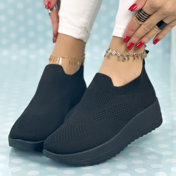 Pantofi Sport Dama cu Platforma Negri din Textil Dymex