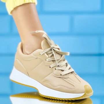 Pantofi Sport Dama Khaki din Piele Ecologica Elfemy