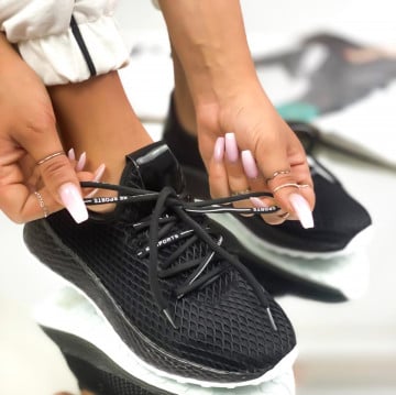 Pantofi Sport Dama Negri din Material Textil Riza