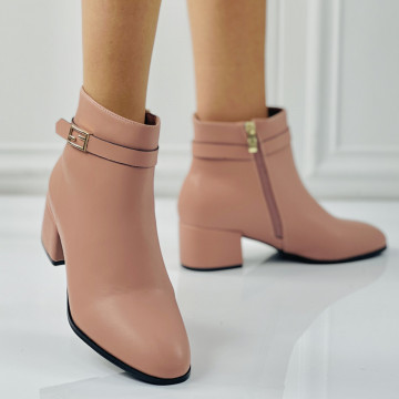 Botine dama Imblanite Roz din Piele Ecologica Opan