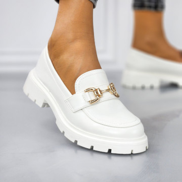 Pantofi Casual Dama Albi din Piele Ecologica Kazia
