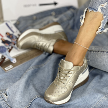 Pantofi Casual Dama Aurii din Piele Naturala Simover