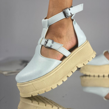 Pantofi Casual Dama cu Platforma Albastri din Piele Ecologica Puris