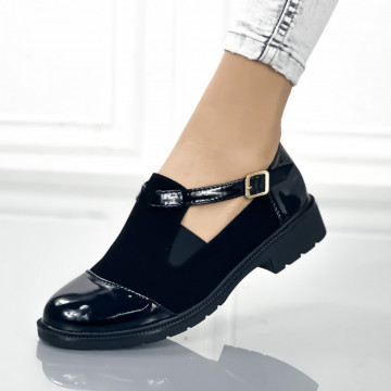 Pantofi Casual Dama Negri din Piele Ecologica Ferne