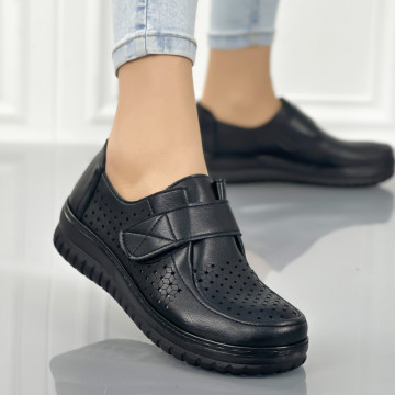Pantofi Casual Dama Negri din Piele Ecologica Hespeo