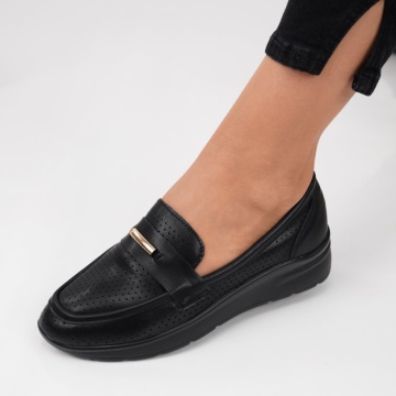 Pantofi Piele Naturala Anabela Black
