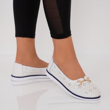 Pantofi Piele Naturala Seveda White
