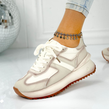Pantofi Sport Dama Bej din Piele Ecologica Maseru