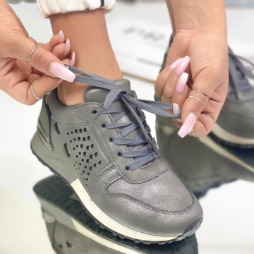 Pantofi Sport Dama Gri din Piele Ecologica Kila