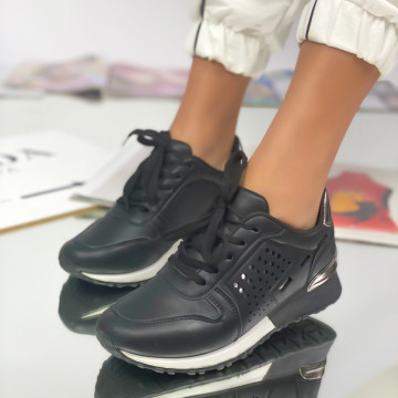 Pantofi Sport Dama Negri din Piele Ecologica Kila
