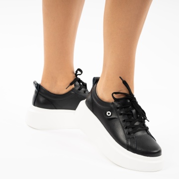 Pantofi Sport Piele Naturala Jimena Black White
