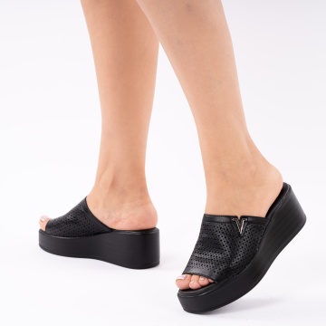 Papuci Piele Naturala Vanya Black