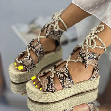 Sandale cu Platform Snake din Piele Ecologica Intoarsa Meria