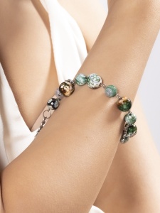 Bratara granat verde, multicolor inchidere inox