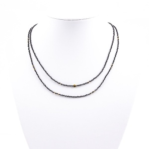 Set de 2 Coliere hematit negru cu inchidere si accesorii din argint aurit 925