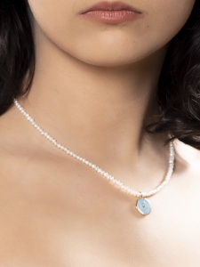 Colier din perle cu accesoriu fulger cupru aurit
