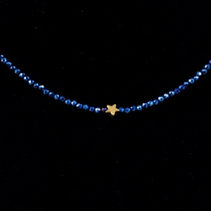 Colier si bratara din spinel electroplacat albastru royal