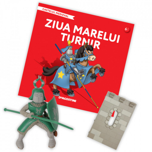 Ziua marelui turnir, figurină cavaler verde și spadă - Ediția nr. 6 (Castelul Medieval-repunere)