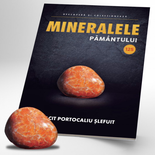 Calcit portocaliu șlefuit - ediția 125 (Mineralele Pământului)