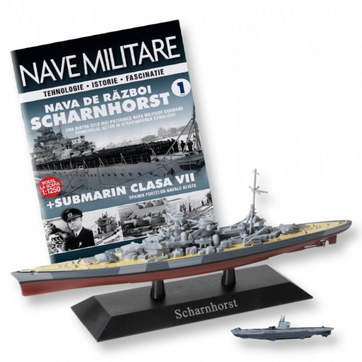 Nava de război Scharnhorst + Submarin Clasa VII - ediția nr.1 (Nave Militare)