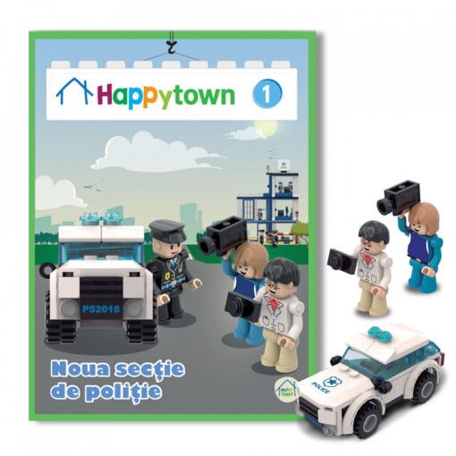 Noua secție de poliție. Mașina de poliție, personajele Mia și Teo - Ediția nr. 1 (Happy Town)