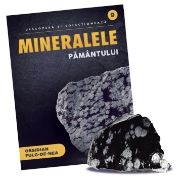 Obsidian fulg de nea - Ediția nr.9 (Descoperă Mineralele Pământului)