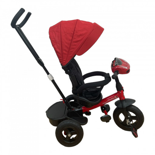 Tricicleta copii cu pozitii de somn, scaun rotativ, jucarie interactiva tip masinuta, Strilly Red