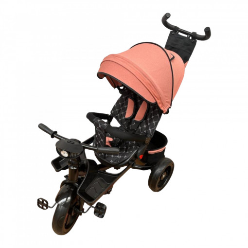 Tricicleta Copii Cu Pozitie De Somn, Muzica Si Lumini, 8 Luni-4 Ani, UNV-5099EVA-Somon