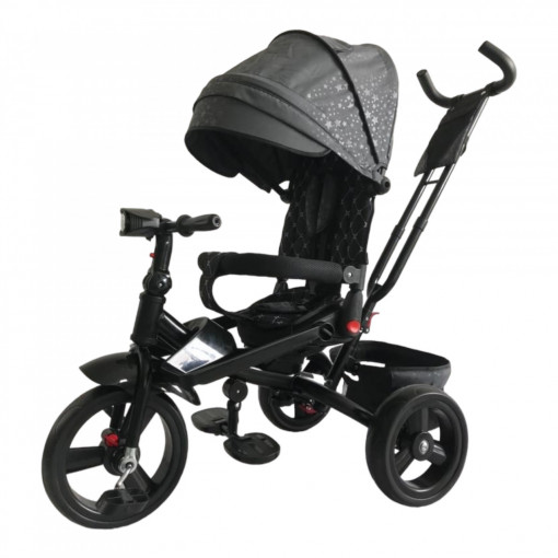 Tricicleta Cu Pozitie De Somn, Muzica Si Lumini, 8 Luni-4 Ani, Negru, UNV-5099EVA-DARK GREY Star