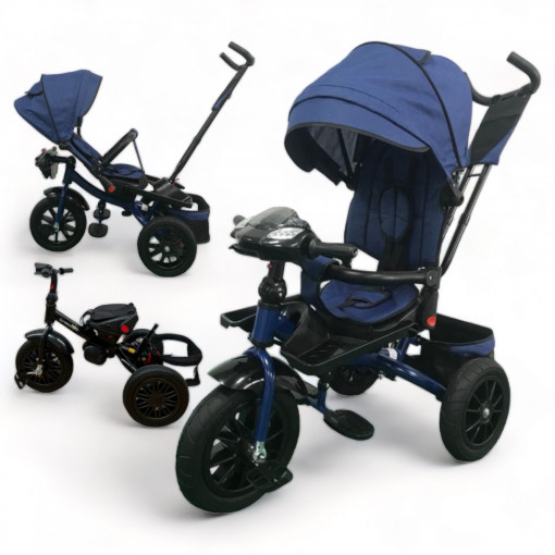 Tricicleta Copii Poziții Somn DODO Trike Jeans Roti De Cauciuc Scaun Reversibil