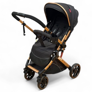Carucior Bebe Tip Troller Cu Maner Reversibil Belecoo Zipy Negru - Img 2