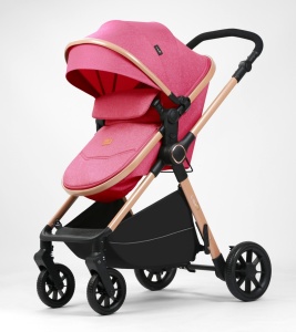 Carucior bebelusi 2 in 1 cu landou transformabil ,husa picioare si geanta Bloom Go BPT FNF7 Roz - Img 6