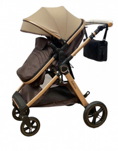 Carucior Copii 2 In 1 Belecoo CLASS Coffee Roti Cauciuc, Landou Reversibil - Img 3