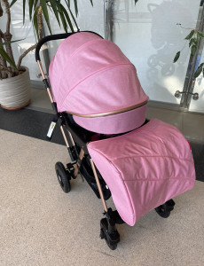 Carucior Nou Nascuti BABY C. PRO 511, Cadru Aluminiu, Maner Reversibil, Spatar Reglabil In 5 Trepte, Amortizoare, Frana Picior,Pliabil , ROZ - Img 3